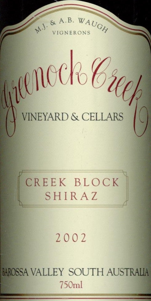 Greenock Creek Creek Block Shiraz 2002 750ml, Barossa Valley