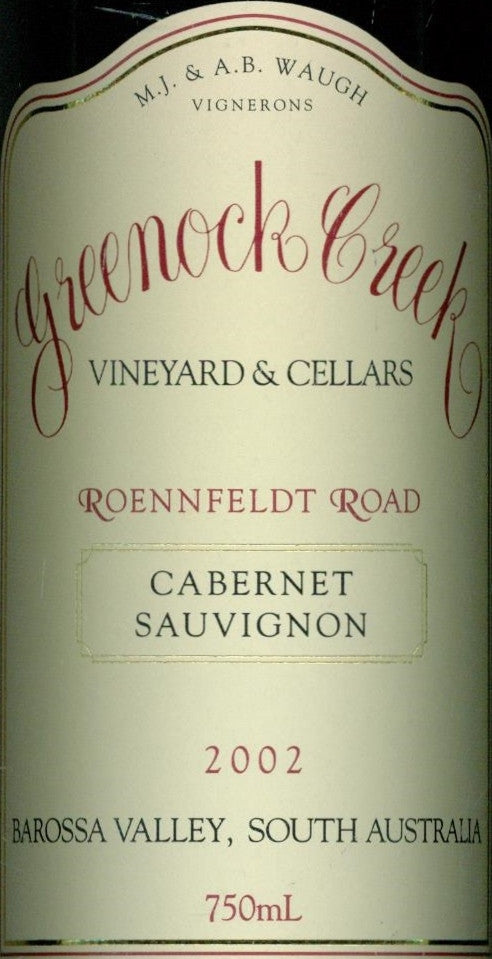 Greenock Creek Roennfeldt Road Cabernet Sauvignon 2002 750ml, Barossa Valley