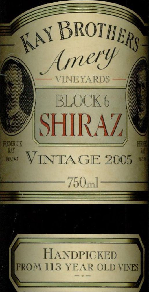 Kay Brothers Block 6 Shiraz 2005 750ml, McLaren Vale