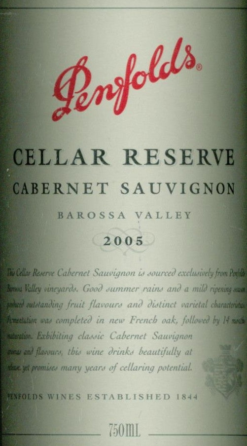 Penfolds Cellar Reserve Cabernet Sauvignon 2005 750ml, Barossa Valley