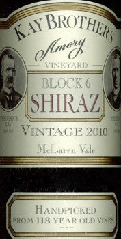 Kay Brothers Block 6 Shiraz 2010 750ml, McLaren Vale