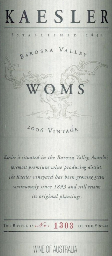 Kaesler WOMS Shiraz Cabernet Sauvignon 2006 750ml, Barossa Valley