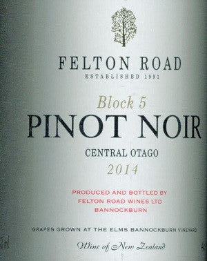 Felton Road Block 5 Pinot Noir 2014 750ml, Central Otago